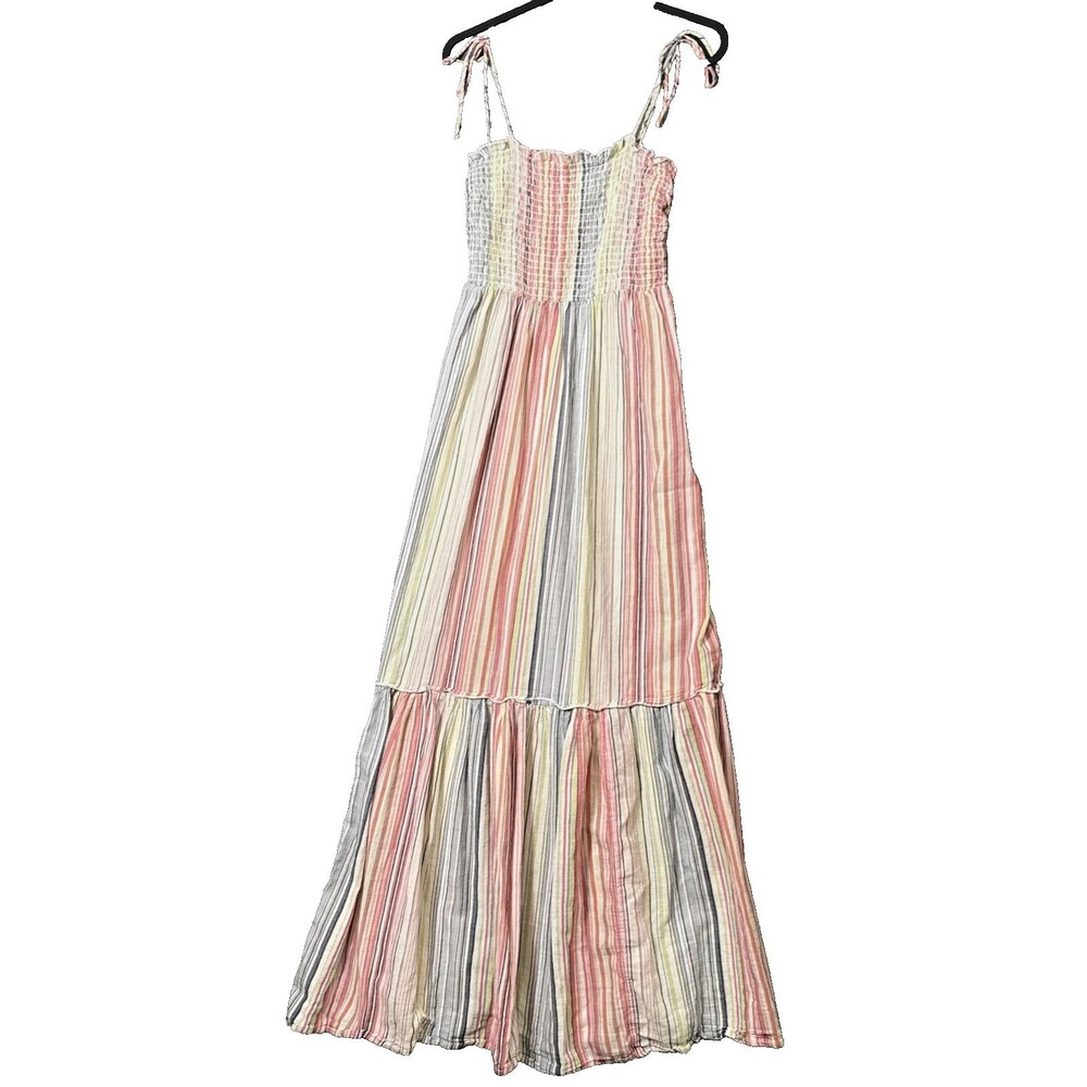 Arizona Jeans Co. Maxi Dress Multicolor 100% Cotton Beachy Boho Flowy Prairie SM
